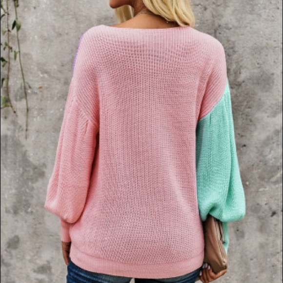 HOST PICK Color Block Lantern Sleeve Sweater - Picture 3 of 14